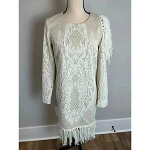 Iren Klairie Maxi Dress Sz L Fringe Tassel Luxury Western Designer Sleeves NWT